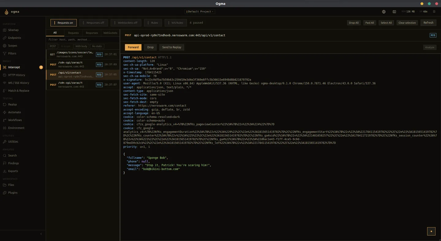 Intercept in dark mode